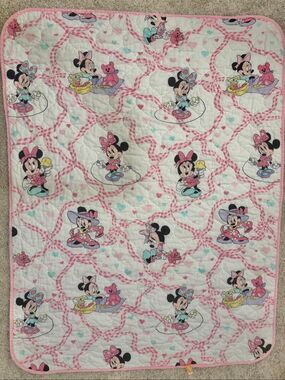 Vintage Dundee 1968 Minnie Mouse Quilted Comforter Blanket 40" X 54"